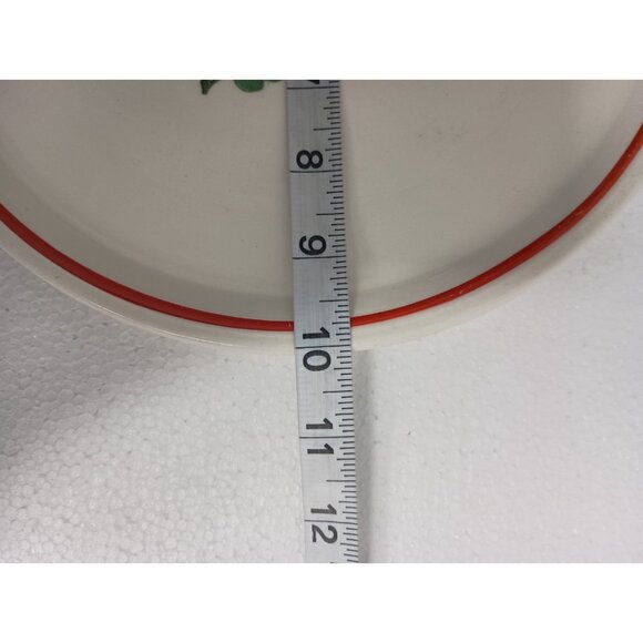 VTG Harker Pottery White Red Fruit Pattern Cake Plate Platter With Handles 10" - Picture 6 of 6